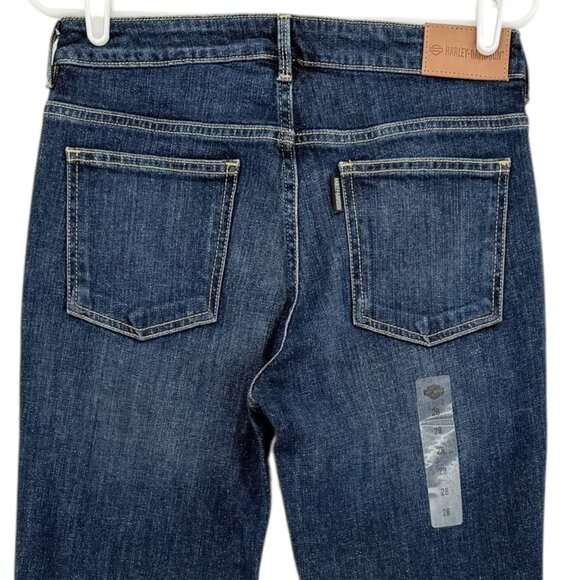 Harley-Davidson Womens Stretch High Rise Straight Leg Blue Denim Jeans Sz 28 NWT - Picture 4 of 13
